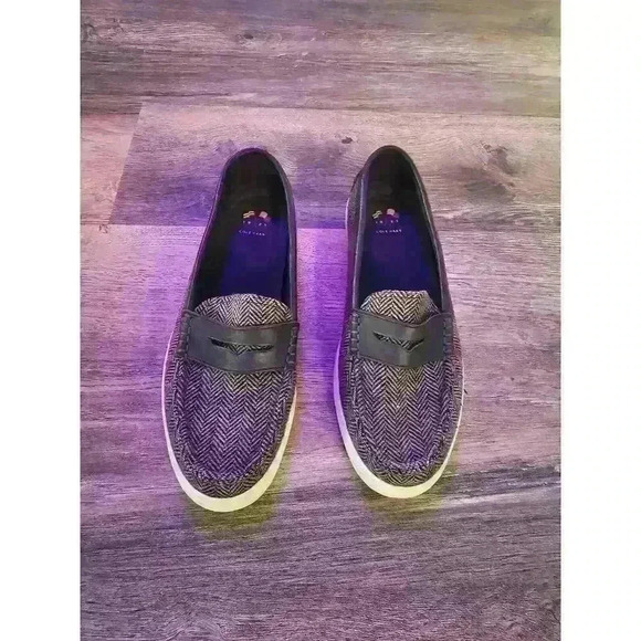 COLE HAAN Women Nantucket Navy Wool Slip On Sneaker Penny Loafers  Size 8b